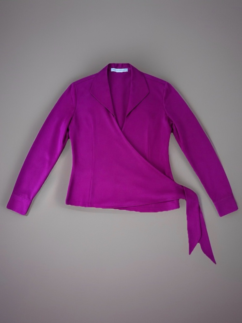 Vintage Real Clothes Saks Fifth Ave Fuchsia Silk Wrap Blouse Sz 8